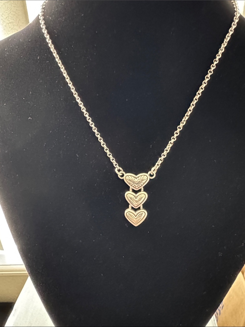 Brighton Silver-Tone Stacked Heart Pendant Necklace